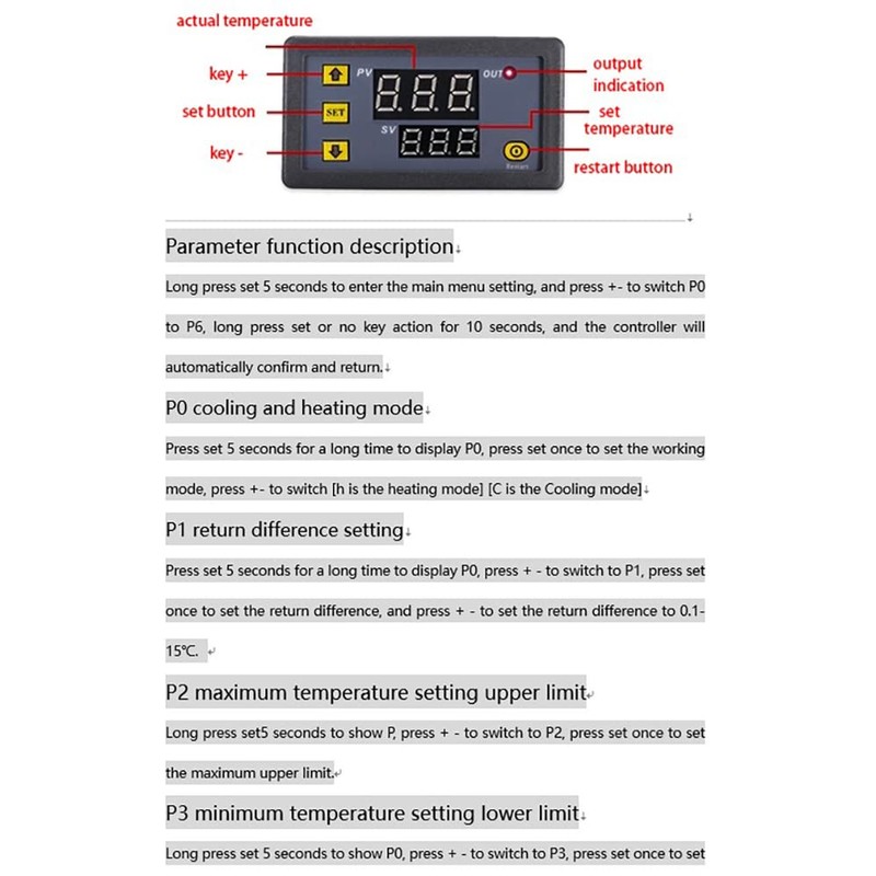 W3230 - Módulo driver de temperatura LED digital, interruptor termostato