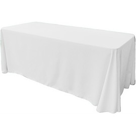 New Creations Fabric & Foam Inc, Long Rectangular Polyester Poplin Tablecloth (96 Inch x 108 Inch) (White)