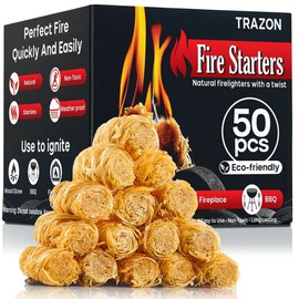 Trazon Fire Starters for Campfires Grill BBQ Fireplace, Charcoal Chimney Starter Wood Stove Fire Pit Fatwood Fire Starter Sticks - Camp Firestarter Accessories Kit Tools Long Burning Starter Grilling