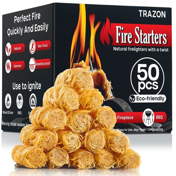 Trazon Fire Starters for Campfires Grill BBQ Fireplace, Charcoal Chimney