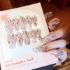 Mulaibdin Press on Nails Medium Shiny Fake Nails with Diamond