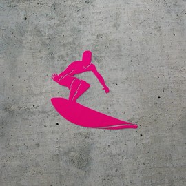 Decal Stickers of Silhouette Surfer (Pink) (Set of 2) Premium Waterproof Vinyl Decal Stickers for Laptop Phone Accessory Helmet Car Window Mug Tuber Cup Door Wall Decoration -ANDstic589454PI040522