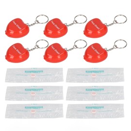 Pack of 6 Portable Hygienic Pocket Face Cover Keychain Design CPR Mask Heart Lung Resuscitation Face Protection