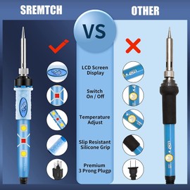 Electronics Soldering Iron Kit, Upgraded 80W Digital LCD Adjustable Temperature Welding Tool and Fast Heating Ceramic Thermostatic Design Soldering Gun