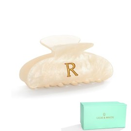 LILIE&WHITE Pinzas para El Cabello con Letras Acrílicas para Mujer, Elegantes Pinzas para El Cabello con Monograma R, Pinzas para El Cabello con Alfabeto, Pinzas para El Cabello con Purpurina A La Mod