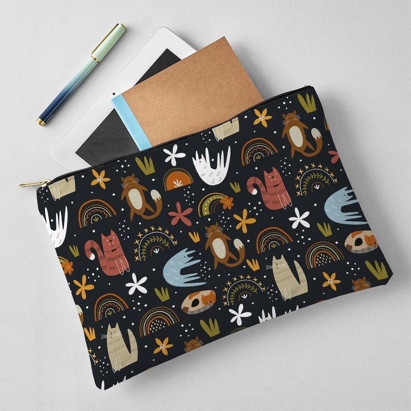 CafePress Cute Cats Pretty Floral Pets Funny Pattern Large Zipper