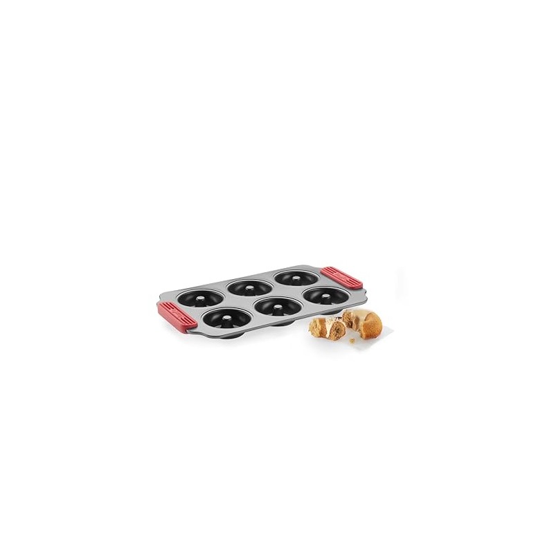 Lékué Mini Doughnuts Backform aus Metall, 6 Mulden, Antihaftbeschichtung