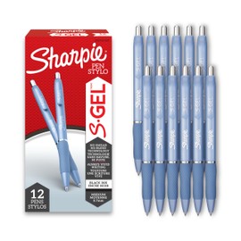 Sharpie S-Gel Gel Pens, Blue Barrel, Medium Point (0.7mm), Black Gel Ink Pens, 12 Count - Home, Office, School, Journaling, Writing, Note-Taking, Teacher Supplies