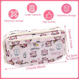 JXBBAAC Spy Family Federmäppchen, Unisex Spy Family Exquisite Beautiful Pencil Case, Große Briefpapier Geschenk Kosmetiktaschen Bleistifthalter Schulbedarf für Studenten