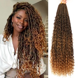 Goddess Locs Crochet Hair-30 Inch 8 Packs Boho Faux Locs Crochet Hair for Black Women Pre Looped Soft Locs with Curly Ends (T27, 30 Inch(Pack of 8))