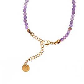 BERGERLIN Genuine Natural Stone Necklace with 925 Sterling Silver Pearl or Gold-Plated Pearl - Filigree Chain with Clasp and Certification of Authenticity, Pearl, Amethyst Pearl