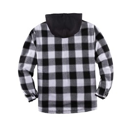 ZENTHACE Men's Sherpa Lined Full Zip Hooded Plaid Shirt Jacket