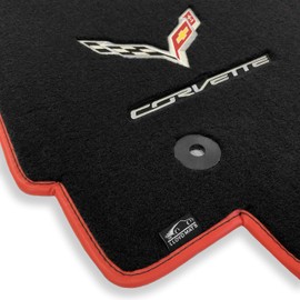 Lloyd Mats Custom-Fit Carpeted Floor Mats Premium Luxury Car Floor Liners for Corvette C7 2014-2019 (Charcoal, 2PC - 'Corvette' Flags)