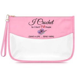 Crochet Gifts Makeup Bag for Crochet Lovers Beginners Cosmetic Bag Knitting Gifts for Knitters Funny Christmas Birthday Graduation for Women Crocheting Enthusiasts Zipper Travel Toiletry Pouch