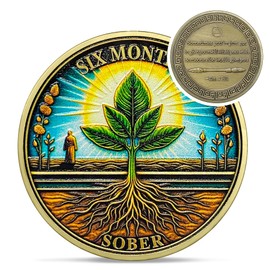 Original Six Month Sobriety Coin - Rebirth Sapling 6 Month AA Coins - Recovery Addiction NA AA Chips and Medallions - Celebrate Clean 1-12 Months Narcotics Alcoholics Anonymous Gifts for Men Women