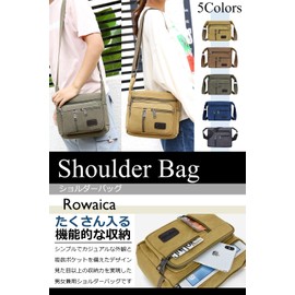Rowaica Men's Crossbody Shoulder Bag, Lightweight, Large Capacity, Canvas, Khaki