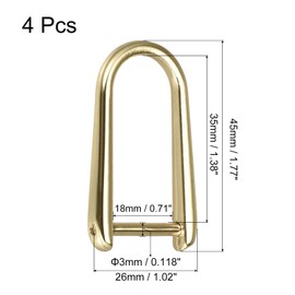 uxcell D-Rings Screw in Shackle, 4Pcs 1.77 Inch Zinc Alloy Horseshoe U Shape D Ring Buckles for Purse DIY Leather Craft Keychain, Gold Tone