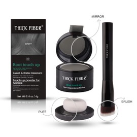 THICK FIBER Root Touch Up Puder, Root Cover Up Haaransatzpuder für dünnes Haar – Wasser- und schweißresistentes Haarausfall-Abdeckset mit Haarpuder für Frauen mit dünner werdendem Haar, inkl. Pinsel (