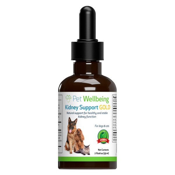 Pet Wellbeing Kidney Support Gold for Dogs - Vet-Formulated - Kidney Function Support for Dogs - Natural Herbal Supplement with Cordyceps and Dong Quai Extract, 2 Oz. (59 ml)