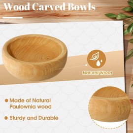 Widecook 10 Pcs Wooden Dough Bowl for Candle 6" x 2" Paulownia Wood Round Candle Bowl Hand Carved Decorative Serving Tray Rustic Home Decoration for Kitchen Wedding DIY Craft Farmhouse (Light Color)