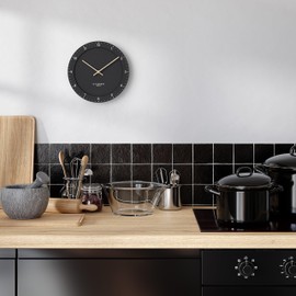 Cander Berlin MNU 2930 S Silent Wall Clock 30 cm Large No Ticking Analogue Living Room Office Modern Vintage Black Wooden Hands