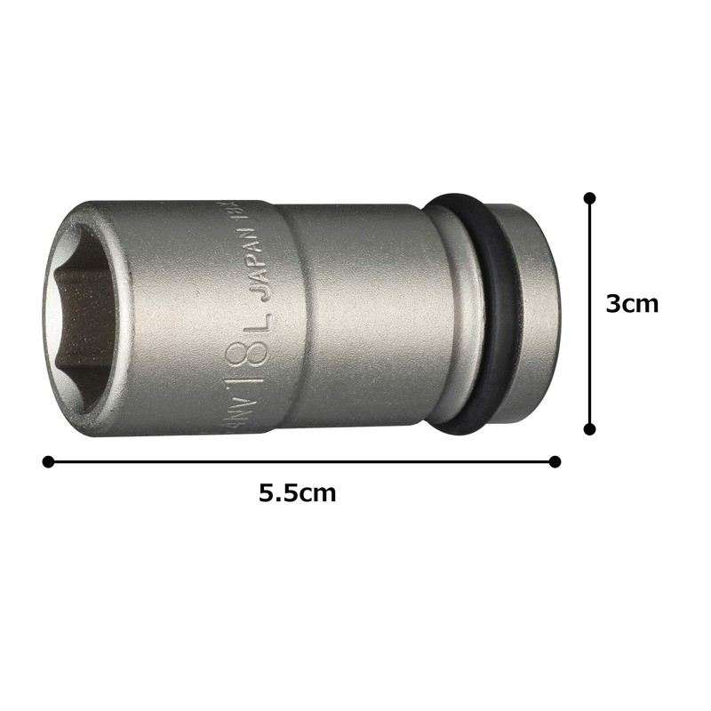 TONE HP4NV-18L Long Socket for Impacts, 0.5 inch (12.7 mm)