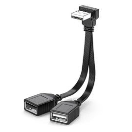 JUXINICE 90 Degree UPangle USB 1to2 Extension Cable 4inches(1 Male to 2 Female) RightAngle USB Cable for Fast Charging & Data Transfer-Compatible with Various USB Charging Devices Car Carplay