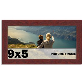 CountryArtHouse 9x5 Frame Brown Mahogany Picture Frame - Solid Wood Frame Kit Includes UV Acrylic Plexiglass, Acid Free Foam Backing Board and Hanging Hardware