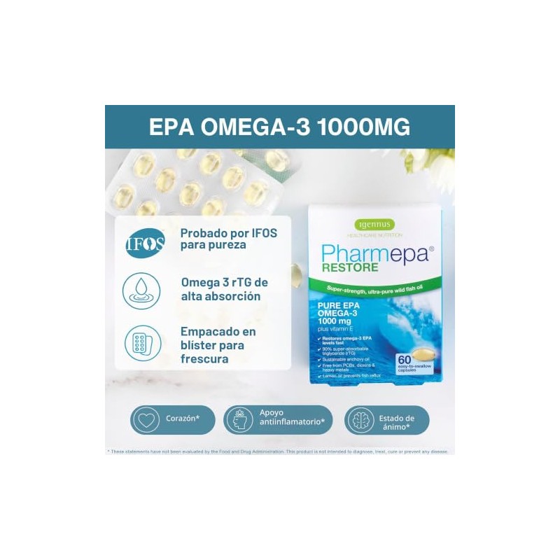 Pharmepa RESTORE Pure EPA Omega-3 Fish Oil, 1000mg EPA per