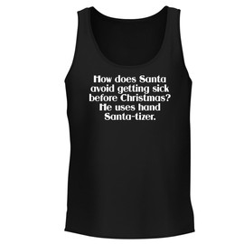 How Does Santa Avoid Getting Sick Before Christmas? He uses Hand Santa-tizer. - Men's Soft & Comfortable Tank Top CP05 Black