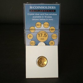 50 2x2 Self-Adhesive Cardboard Coin Holders 17.5mm