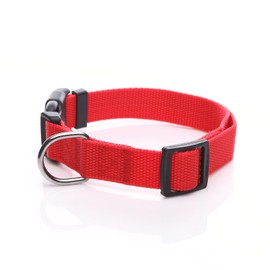 Adjustable Nylon Dog Collar, pet Collar 1 Inch 3/4 Inch 5/8 Inch Wide, for Large Medium Small Dogs（3/4 Inch, Red）