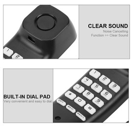 PUSOKEI Wall Mounted Phone Noise Cancelling Trimline Wired Phone Home Wall Landline Phone with Caller ID (Black)