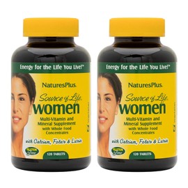 NaturesPlus Natures Plus Source of Life Women - 120 Tablets, Pack of 2 - Multi-Vitamin & Mineral Supplement - with Iron, Calcium, Folate & Lutein - Gluten Free, Vegetarian - 120 Total Servings