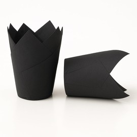 The Baked Studio Tulip Cupcake Liners – 50 Pack | Elegant Muffin & Cupcake Cases | Non-Stick, Oven-Safe, Food Grade Paper | Ideal for Weddings, Parties & Baking Professionals (Black)