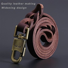 LFWATAXY Leather Heavy Duty Dog Leash,3ft Upgrade Widen Clip Braided Dog Leash, Brown Long Waterproof Training Leather Dog Leash Suitable for Small, Medium and Large Dogs (twist)