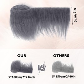 Plush Precut Strips Faux Fur 5 x 180 cm Faux Fur Crafts Sold by the Metre Fur Fabric Fluffy Plush Craft Fur for Gnome Beard Santa Claus Hair Gnome Cosplay DIY Craft Decoration (Grey)