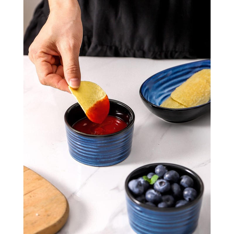 Hasense 6 oz Ramekins for Baking,Ceramic Souffle Dish Oven Safe