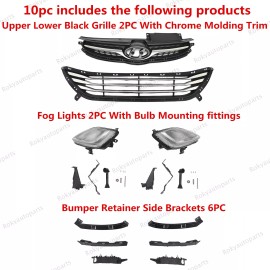 ROKY For Elantra 2011-13 Bumper Upper Grille/Lower Chrome Mesh/Fog light Kit/Brackets