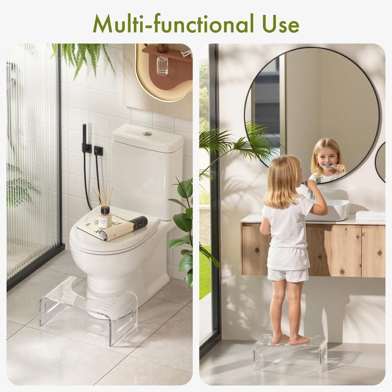 AmazerBath 7 Inches Acrylic Squat Potty, Clear Toilet Step Stool
