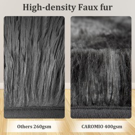 CAROMIO Shaggy Area Rug 6' x 9' Modern Indoor Plush Fluffy Rugs Soft and Comfy Velvet Faux Fur Carpet Rugs for Bedroom Living Room Girls Kids Nursery Fuzzy Area Rug, Black Grey