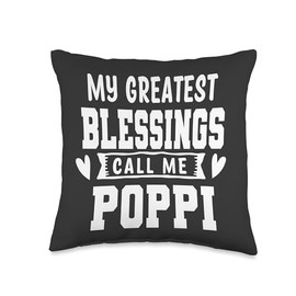 Poppi gifts from Grandkids hugs love my greatest blessings Throw Pillow