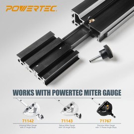 POWERTEC 71768 Telescoping Fence Extendable to 34", Miter Gauge Fence for Woodworking
