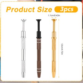 3pcs Jewelry Grabber Tool, 4-Claw Piercing Ball Grabber Stainless Steel Ic Chip Pick Up Tool Mini Diamond Claw Tweezers for Pearl Small Parts Electronic Components (Gold, Silver, Brown)