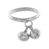 Sterling Silver Dangling Ball Charm Ring for Women 2mm Wide