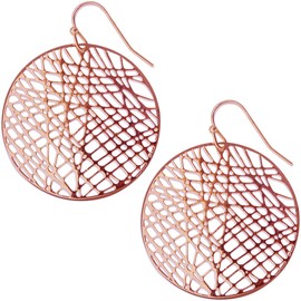 Rose Gold Earrings For Women - Rose Gold Tone Dangly Earrings for Women, Bohemian Boho Hanging Large Lightweight Round Dangles, Geometric Circle Pink Jewelry