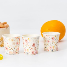 Crisky 300 Pack Paper Bathroom Cups 3oz Disposable Elegant Design Full Floral Small Mouthwash Hot/Cold Beverage Coffee Dessert for Birthday Parties Home-use Picnics Ceremonies