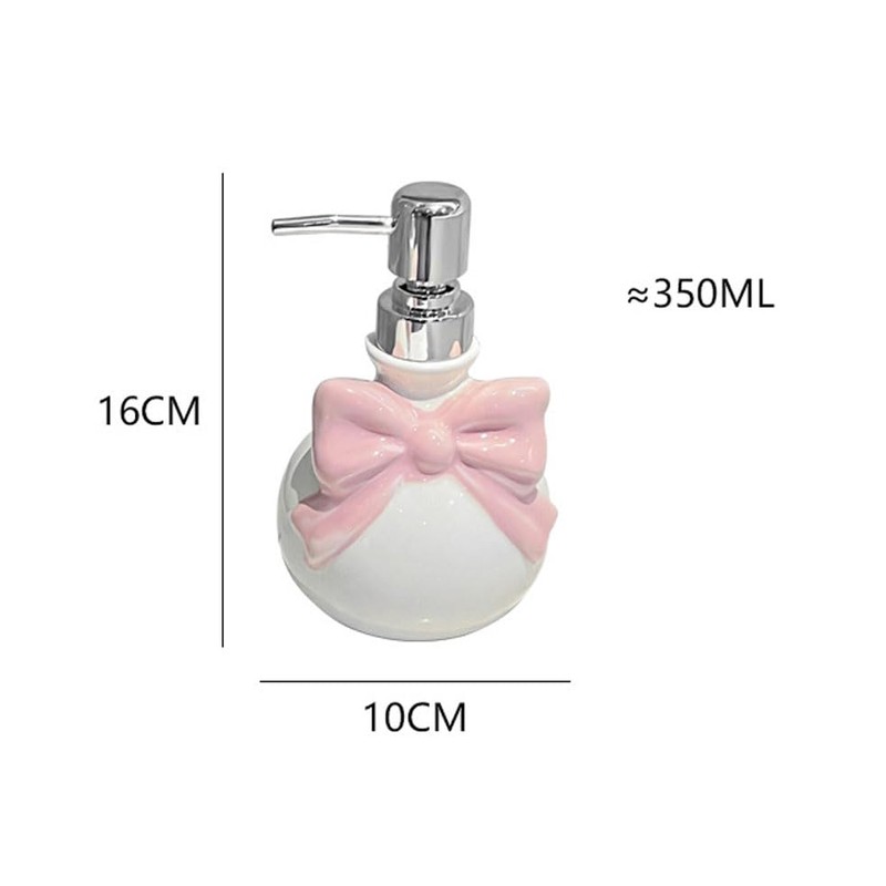Hosoncovy Bow Ceramic Liquid Soap Dispenser with Pump,Round Pump Bottle
