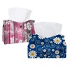 2 Pack Tissue Box Cover Holder, Floral White Flowers Rectangle
