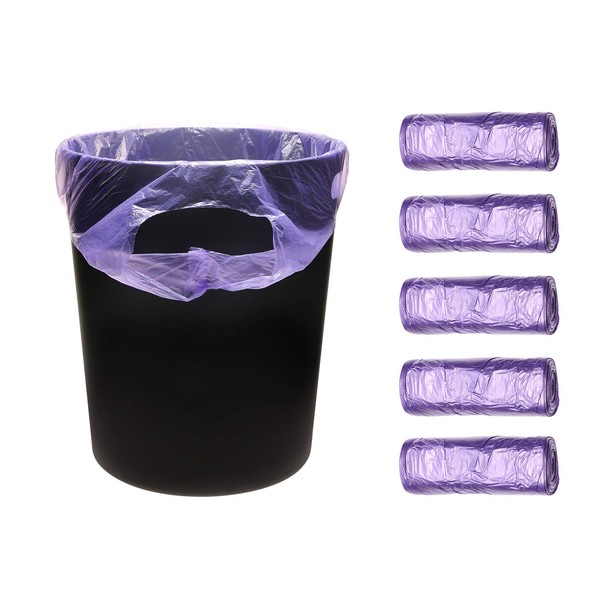 Mini Skater 100 Counts 5 Rolls Medium Trash Bags Garbage Bags Extra Strong Thicken Plastic Trash Bag Can Bin Liners Wastebasket for Bathroom Bedroom Home Kitchen Office Garden (Purple)